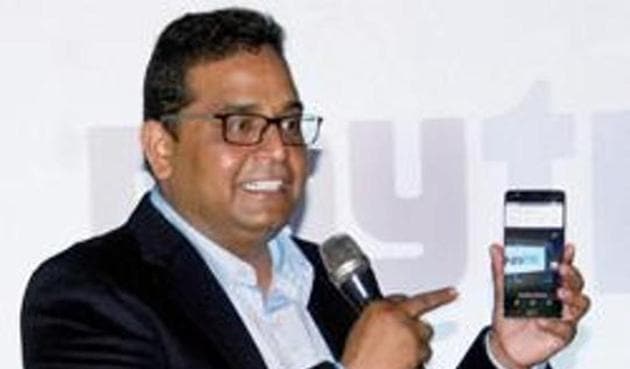 File photo of founder and CEO of Paytm, Vijay Shekhar Sharma addressing a press conference.(PTI)