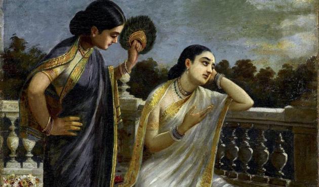 Raja Ravi Varma's Untitled portrait of Damayanti sold for Rs 11 crores (approx.) fetching double the upper estimated of Rs 4 crore at Sotheby's Modern and Contemporary South Asian Art Sale. (PTI) Raja Ravi Varma's Untitled portrait of Damayanti sold for Rs 11 crores (approx.) fetching double the upper estimated of Rs 4 crore at Sotheby's Modern and Contemporary South Asian Art Sale. (PTI)