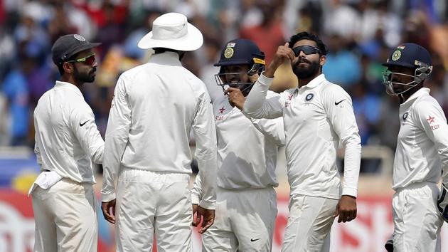 Ravindra Jadeja picked up his third five-wicket haul in five Tests as he kept India alive in the Ranchi Test versus Australia. (AP) Ravindra Jadeja picked up his third five-wicket haul in five Tests as he kept India alive in the Ranchi Test versus Australia. (AP)