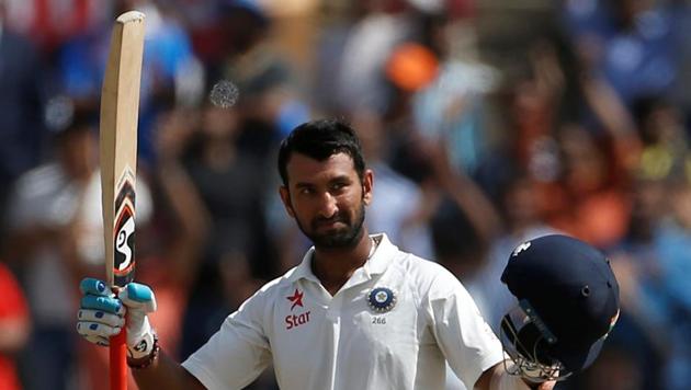 Cheteshwar Pujara of Indian cricket team scored his 11th century on Day 3 of third Test vs Australia cricket team in Ranchi on Saturday.(REUTERS)