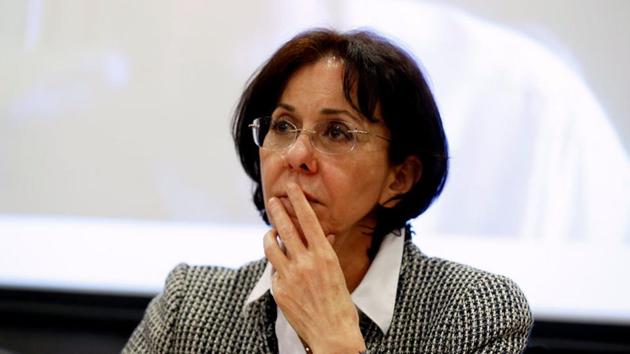 UN under-secretary general and ESCWA Executive Secretary Rima Khalaf reacts during a news conference in Beirut, Lebanon March 15, 2017.(REUTERS)