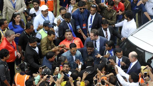 Bollywood star Akshay Kumar during the TATA prima race at Budh international circuit, in Greater Noida.