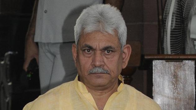 Union telecom minister Manoj Sinha was edged out of the race much before it was claimed.(HT FILE PHOTO)