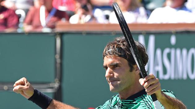 Roger Federer pumps his fists after defeating Jack Sock in Indian Wells semi-finals. (USA Today Sports) Roger Federer pumps his fists after defeating Jack Sock in Indian Wells semi-finals. (USA Today Sports)