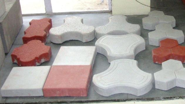 Prototypes of tiles developed from the Kota stone slurry.(HT Photo) Prototypes of tiles developed from the Kota stone slurry.(HT Photo)
