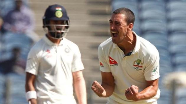 Mitchell Starc’s participation in the four-Test series against India was ended after the Bangalore Test after he suffered a foot fracture and was forced to return home.(BCCI)