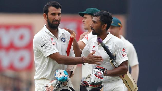 Cheteshwar Pujara and Wriddhiman Saha played brilliant knocks for India in the third Test match against Australia.(BCCI)