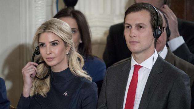 Ivanka Trump, the daughter of President Donald Trump, and her husband Jared Kushner, senior adviser to President Donald Trump, attend a joint news conference with the president and German Chancellor Angela Merkel in the East Room of the White House in Washington. (AP Photo) Ivanka Trump, the daughter of President Donald Trump, and her husband Jared Kushner, senior adviser to President Donald Trump, attend a joint news conference with the president and German Chancellor Angela Merkel in the East Room of the White House in Washington. (AP Photo)