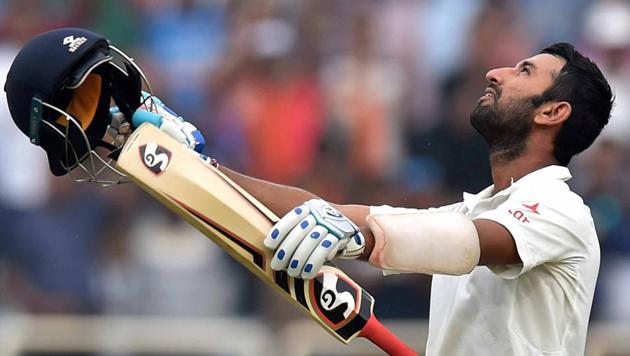 Cheteshwar Pujara’s 202-run knock helped India snatch the initiative from Australia in the drawn Ranchi Test.(PTI)