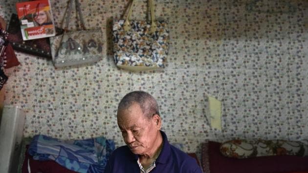 Bodella in west Delhi is home to about 4,000 Chin refugees from Myanmar. Lian Khawen, 77, who came to India in 2010 lives in a one-room house with his wife, son and daughter. He says he fled Burma after facing persecution at the hands of the military junta. (Saumya Khandelwal/HT PHOTO) Bodella in west Delhi is home to about 4,000 Chin refugees from Myanmar. Lian Khawen, 77, who came to India in 2010 lives in a one-room house with his wife, son and daughter. He says he fled Burma after facing persecution at the hands of the military junta. (Saumya Khandelwal/HT PHOTO)