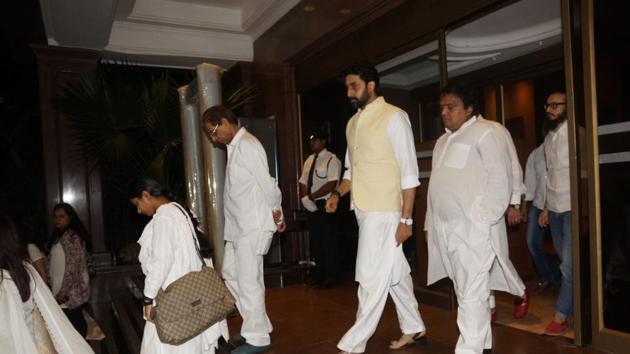 Abhishek Bachchan at Krishna Raj’s prayer meet. (Photo by Prodip Guha) 