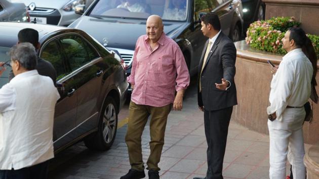 Veteran actor Prem Chopra at the prayer meet of Aishwarya’s father. (Photo by Prodip Guha) 
