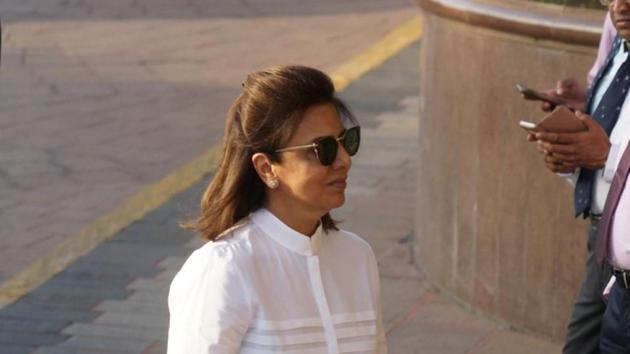 Neetu Kapoor at the prayer meet of Aishwarya’s father. (Photo by Prodip Guha) 