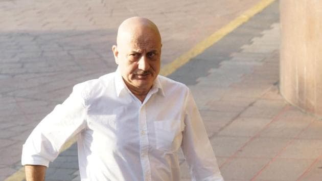 Anupam Kher attends the prayer meet of Aishwarya’s father. (Photo by Prodip Guha) 