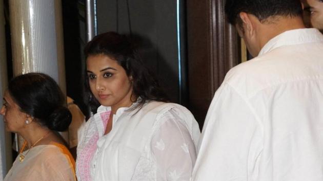Vidya Balan attends  the prayer meet for Aishwarya’s dad Krishna Raj. (Photo by Prodip Guha) 
