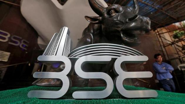 The Bombay Stock Exchange (BSE) logo is seen at the BSE building in Mumbai.(Reuters)