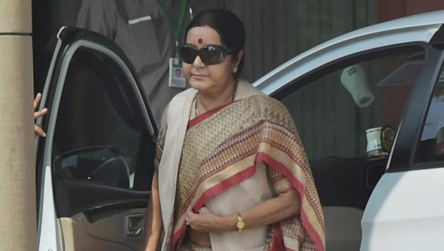 Sushma Swaraj arrives for a Cabinet meeting at Parliament Library in New Delhi. (PTI File Photo) Sushma Swaraj arrives for a Cabinet meeting at Parliament Library in New Delhi. (PTI File Photo)