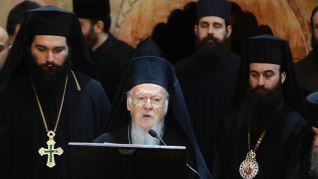Orthodox Patriarch of Constantinople Bartholomew I, considered to be the spiritual head of Orthodox church leaders, talks during the renovation completion ceremony. The conservators worked mainly at night in order to allow pilgrims continued access to the shrine. (Menahem Kahana/AFP) Orthodox Patriarch of Constantinople Bartholomew I, considered to be the spiritual head of Orthodox church leaders, talks during the renovation completion ceremony. The conservators worked mainly at night in order to allow pilgrims continued access to the shrine. (Menahem Kahana/AFP)