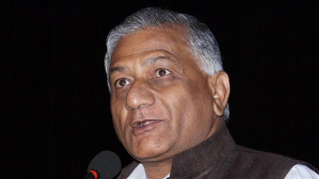 Union minister of state for external affairs General VK Singh (retd).(HT Photo)