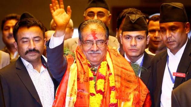 File photo of Nepal Prime Minister Pushpa Kamal Dahal “Prachanda“ waving to the media after he was elected the 24th premier in 26 years in August 2016. (Reuters) File photo of Nepal Prime Minister Pushpa Kamal Dahal “Prachanda“ waving to the media after he was elected the 24th premier in 26 years in August 2016. (Reuters)