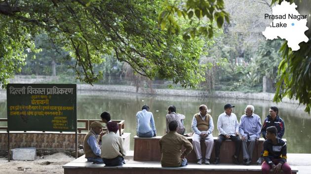 Prasad Nagar Lake Park also known as Jheel Park is located in Patel Nagar of West Delhi. In July, the Delhi Jal Board had announced reclamation of around 100 such water bodies. Nothing substantial, however, has happened ever since. (Arun Sharma/HT PHOTO) Prasad Nagar Lake Park also known as Jheel Park is located in Patel Nagar of West Delhi. In July, the Delhi Jal Board had announced reclamation of around 100 such water bodies. Nothing substantial, however, has happened ever since. (Arun Sharma/HT PHOTO)