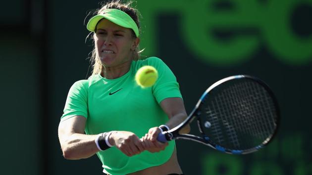 Eugenie Bouchard in action against Ashleigh Barty at the Miami Open.(AFP)