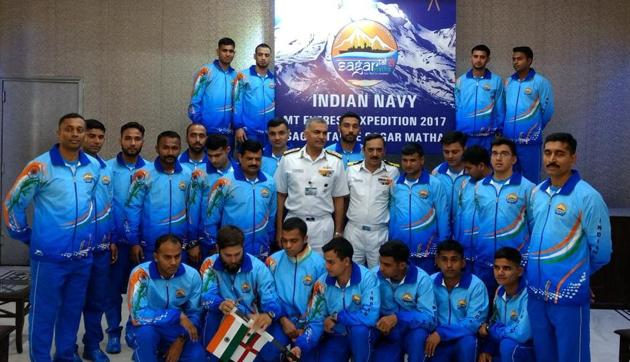 The 24-member team will follow in the footsteps of an Indian Navy expedition that reached the summit 13 years ago in 2004. (Twitter Photo) The 24-member team will follow in the footsteps of an Indian Navy expedition that reached the summit 13 years ago in 2004. (Twitter Photo)