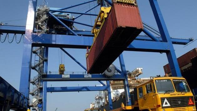 Goods being uploaded in a ship at a port(HT photo)