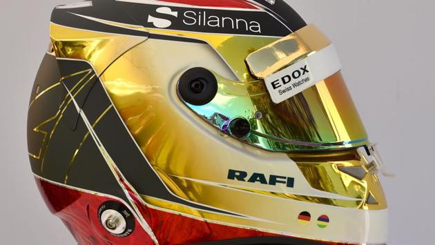 The helmet of Sauber F1 team's German driver Pascal Wehrlein gets the bling award for the brightest helmet of the 2017 Formula One season. (AFP) The helmet of Sauber F1 team's German driver Pascal Wehrlein gets the bling award for the brightest helmet of the 2017 Formula One season. (AFP)