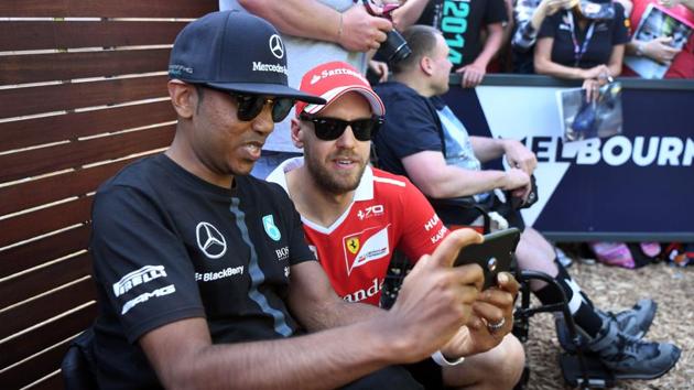 And former world champion Sebastian Vettel was the favourite amongst the fans -- who mobbed him for autographs and selfies in Melbourne on Thursday. (AFP) And former world champion Sebastian Vettel was the favourite amongst the fans -- who mobbed him for autographs and selfies in Melbourne on Thursday. (AFP)