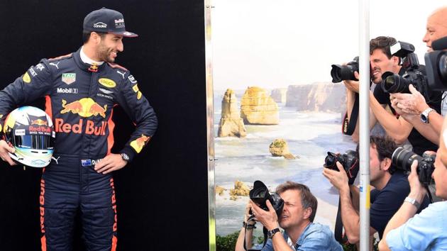 Red Bull F1 team's Australian driver Daniel Ricciardo (L) had some fun with the shutterbugs during the official photoshoot in Melbourne. The local driver would be hoping to have a great start to the season at the Australian Grand Prix this weekend. (AFP) Red Bull F1 team's Australian driver Daniel Ricciardo (L) had some fun with the shutterbugs during the official photoshoot in Melbourne. The local driver would be hoping to have a great start to the season at the Australian Grand Prix this weekend. (AFP)