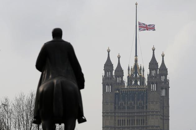 The Union Jack flies at half mast from the Houses of Parliament on Thursday in light of the previous day’s terror attack. (AFP) The Union Jack flies at half mast from the Houses of Parliament on Thursday in light of the previous day’s terror attack. (AFP)