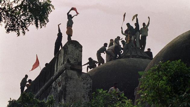 The centuries-old Babri masjid in Ayodhya was demolished by a Hindu mob in December 1992. The Supreme Court on Tuesday suggested an out-of-court settlement in the case.(AFP File Photo)