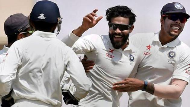 Ravindra Jadeja is currently world No. 1 Test bowler. He reached to the top during the India vs Australia series. He will be crucial to India’s fortunes in the Dharamsala Test.(PTI)