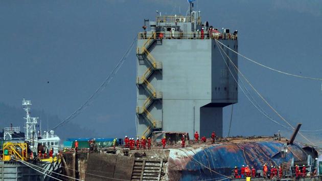 Almost all the dead were schoolchildren and it is thought that nine bodies still unaccounted for may be trapped inside the sunken ship. Raising the ferry intact has been a key demand of the families of the victims. (REUTERS) Almost all the dead were schoolchildren and it is thought that nine bodies still unaccounted for may be trapped inside the sunken ship. Raising the ferry intact has been a key demand of the families of the victims. (REUTERS)