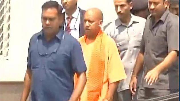 Uttar Pradesh chief minister Yogi Adityanath visits the 2008 gangrape and acid attack survivor who was assaulted again on Thursday by the same suspects at a Lucknow hospital.(ANI)