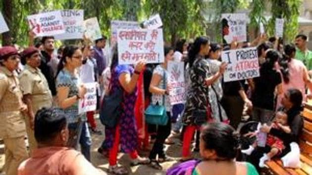 The strike by the doctors has paralysed the public health system in the state.(HT)