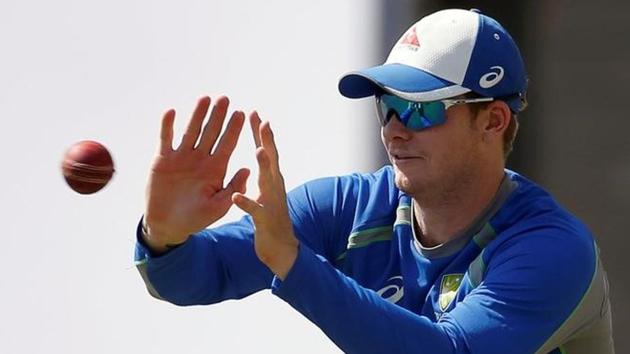 Australia's captain Steve Smith catches the ball in Dharamsala. (REUTERS) 