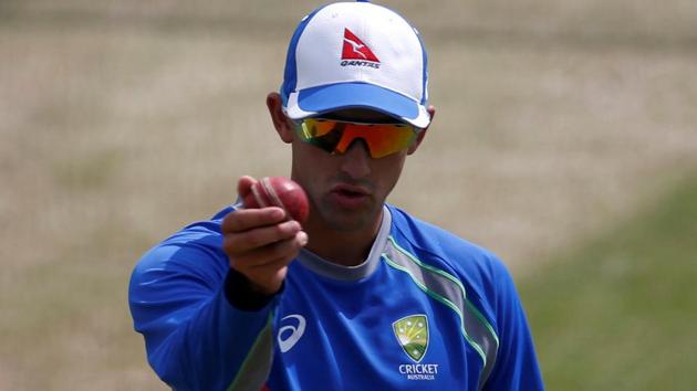 Australia's Ashton Agar prepares to bowl in the nets. (REUTERS) 