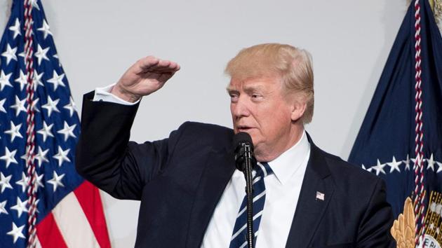 US President Donald Trump at the annual National Republican Congressional Committee dinner in Washington.(AFP)