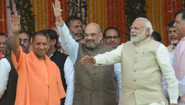 The New York Times editorial described the BJP’s decision to name a “firebrand Hindu cleric” as the Uttar Pradesh chief minister as a “shocking rebuke” to religious minorities.(Ashok Dutta/ HT Photo)