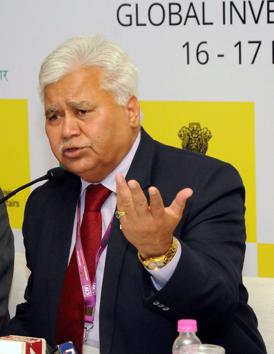 Telecom Regulatory Authority of India (TRAI),Chairman, R.S Sharma addresses a press conference at Global Investor Summit-2017 in Ranchi.(PTI)