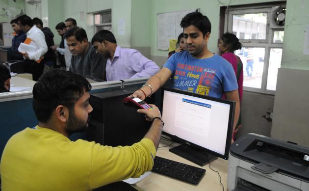 Property tax payments can be made at the MCG’s citizen facilitation centres (CFC) in Civil Lines and Sector 34.(Parveen Kumar/HT Photo)