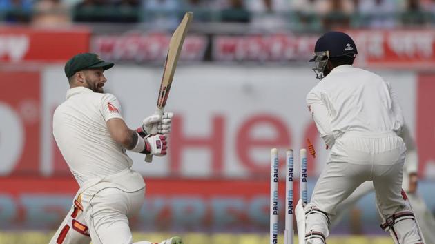 Australia cricket team's Matthew Wade had serious problems reading India cricket team’s Kuldeep Yadav on Day 1 of the Dharamsala Test on Saturday. He was eventually bowled out by Ravindra Jadeja.(AP)