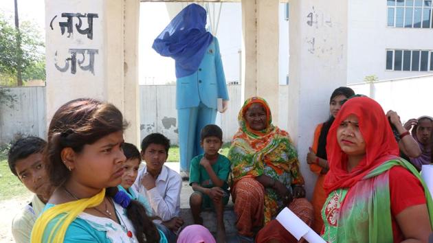 The statue was installed in a park in Sarfabad village of Sector 49.(Salman Ali/HT Photo)