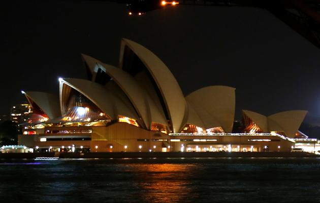 The Sydney Opera House seen during the tenth anniversary of Earth Hour in Sydney, Australia. (David Gray / REUTERS)