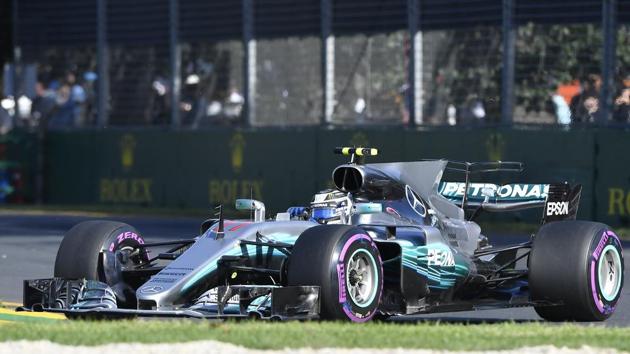 Mercedes driver Valtteri Bottas of Finland finished third in his debut race for the team at the Formula One Australian Grand Prix at Albert Park in Melbourne on Sunday. (AP) Mercedes driver Valtteri Bottas of Finland finished third in his debut race for the team at the Formula One Australian Grand Prix at Albert Park in Melbourne on Sunday. (AP)