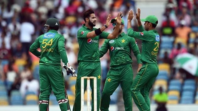 Pakistan cricket team players celebrate after dismissing a West Indies player.(Getty Images) Pakistan cricket team players celebrate after dismissing a West Indies player.(Getty Images)