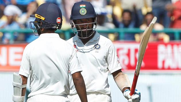 Cheteshwar Pujara scored a gritty fifty against Australia in the second day of the fourth India vs Australia Test in Dharamsala. Catch highlights of India vs Australia 4th, Test Day 2 here.(BCCI)