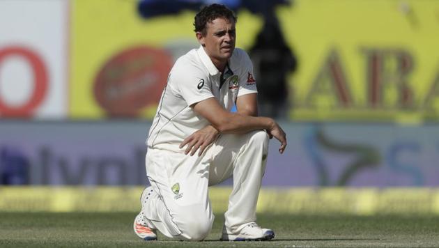Australia's Steve O'Keefe reacts after makes an unsuccessful appeal. (AP) Australia's Steve O'Keefe reacts after makes an unsuccessful appeal. (AP)